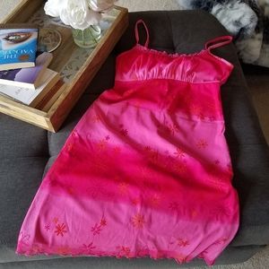 Mini Fuchsia Pink Spaghetti Strap Ombré Dress